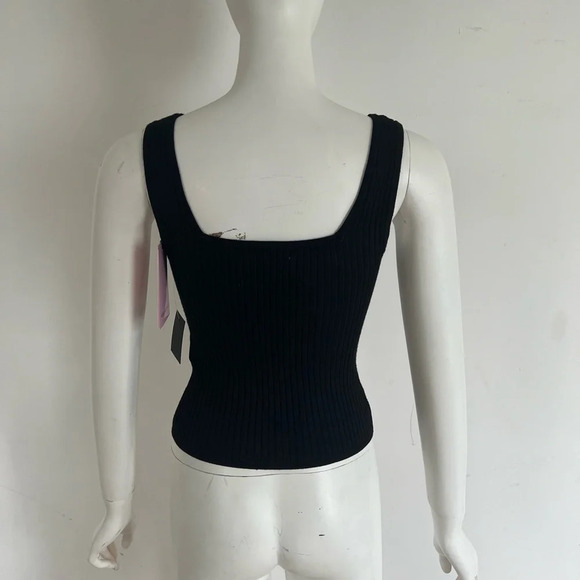 Anthropologie Avec Les Filles NWT Ribbed Black Square Neck Tank Top Sz Small S - Picture 8 of 8